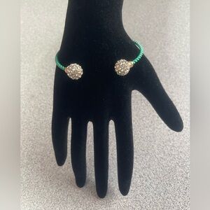 Green Wire Crystal Ball Bracelet
